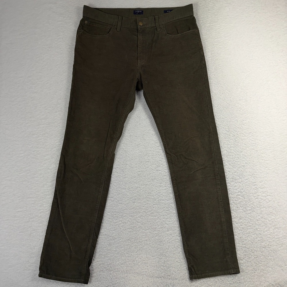 J Crew Flex Slim Fit Corduroy Pants Green Mens W32 L30 (33x28.5) Stretch 1040